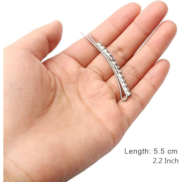 12-delad set med Diamante strass, silver metallhårklämmor, c
