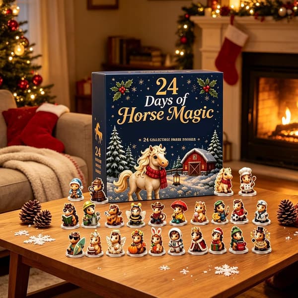 2026 Häst Nedräkning Adventskalender, 2D Akryl Hästprydnader