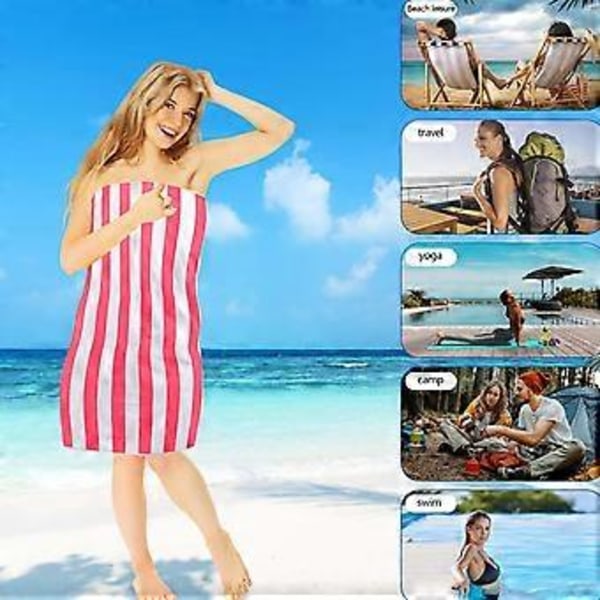 Strandhåndklæde Oversized Stribet Letvægts Pool Håndklæde Voksen Mænd Og Kvinder Svømning Rejsehåndklæde