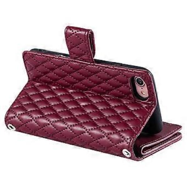 Style 012 til iPhone 7/8/SE (2020)/SE (2022) Læder Etui Rhombus Glitter Lynlås Pung Telefon Cover Style C