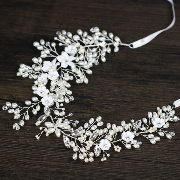 White#F Bröllop Kristall Hår Rankor Blomma Blad Hårprydnader Bröllop