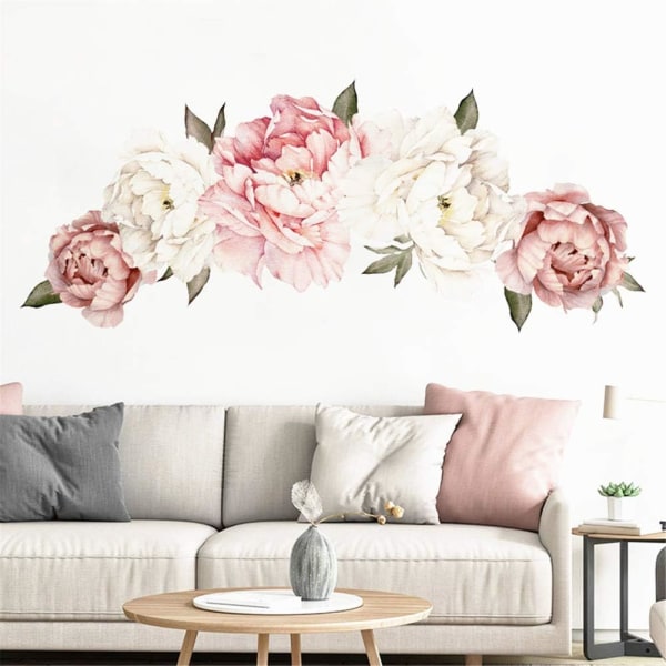 Large DIY Wall Sticker Peony Rose Flower Waterproof Wall Art Deco