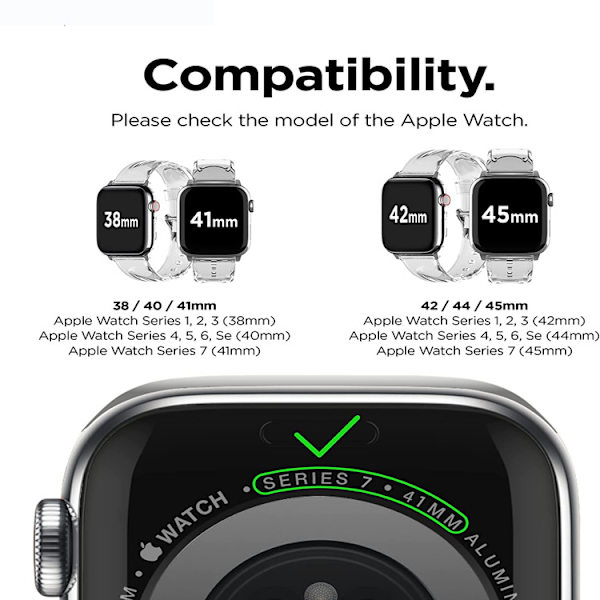 38/40/41mm läpinäkyvä, sopii Apple Watch Applewatch4/5/6s