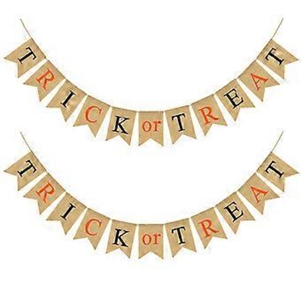 TRICK OR TREAT Bogstavtryk Garland Halloween Dekoration Festartikler Elegant Vimpel Linned Svalehale Banner Vægdekoration
