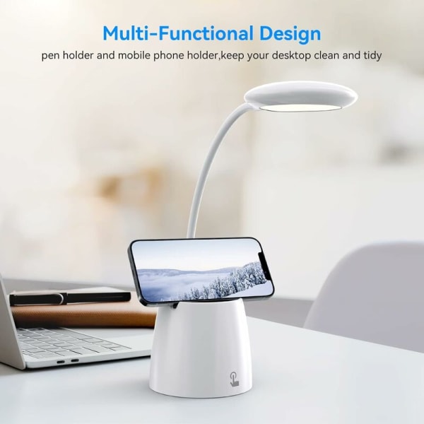 LED Desk Lamp with Night Light, USB Rechargeable Dimmable Kids Ta