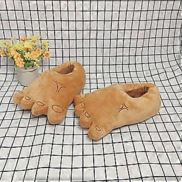 Varma Tofflor Sovrum Plyschskor (stora fötter Khaki) big feet Khaki