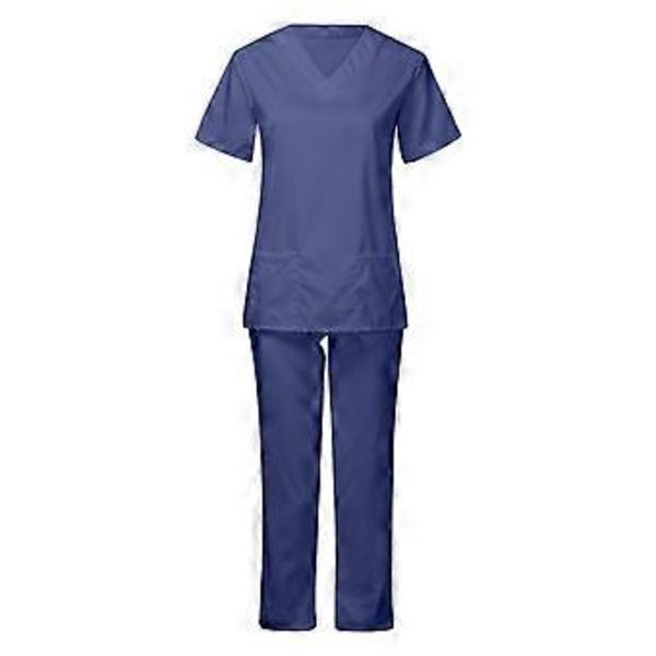 Dam Scrubs Set Sjuksköterske Scrubs Bekväma Arbetskläder för Kvinnor Scrubs Topp och Byxor Vårduniformer Scrubs för SPA Operationssal (S) S