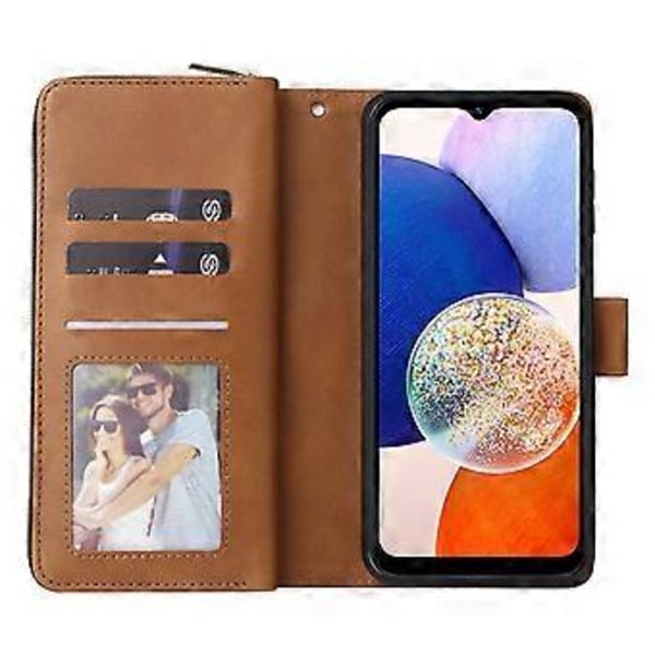 För Samsung Galaxy A15 4G/A15 5G Fodral Läder 9 Kortfack Telefonfodral med Handledsrem Style C