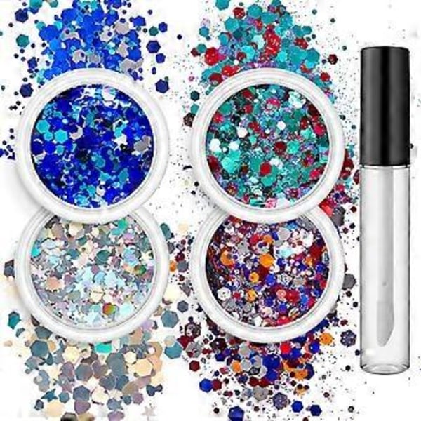 4 Lådor Holografiska Nagelpaljetter Former Blandade Nagelglitter Manikyrdekorationer Glitterset för Nagelkonst Hantverk Smink Set of 8