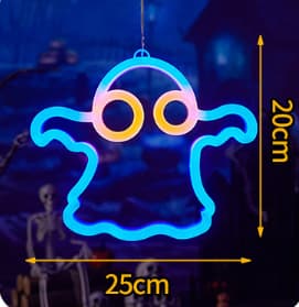 Halloween Spøkelse Neon LED Lysdekorasjon - Hvit + Grønn White + Green