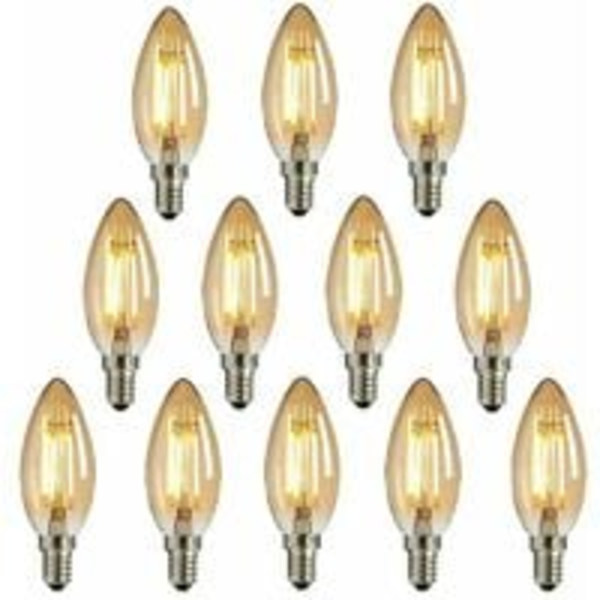 12 stk E14 Edison lyspære, Nuodi LED stearinlys vifte antikk rav