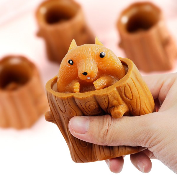 3 ST Set Squeeze Squirrel Toys Dekompression Evil Squirrel Cup,