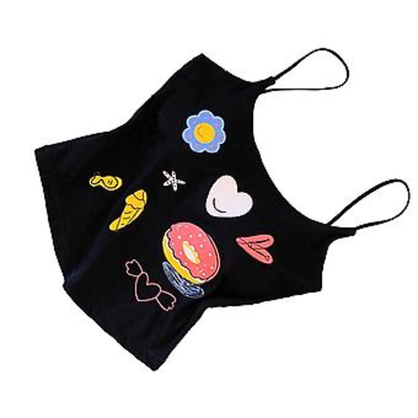 Dam Strap Top Stilren Casual Andningsbar Tryck Dam Ärmlös Top med Bröstkuddar för Sommar Daglig Dejting Fri Storlek (Svart) Black