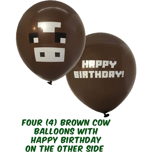 24-pack Pixel Miner Crafting Style Gamer Party Ballonger - La