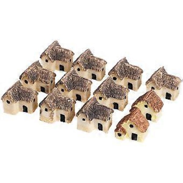 12 stk. Mini Husformede Ornamenter Resin Husmodell Mikro Landskapsdekor