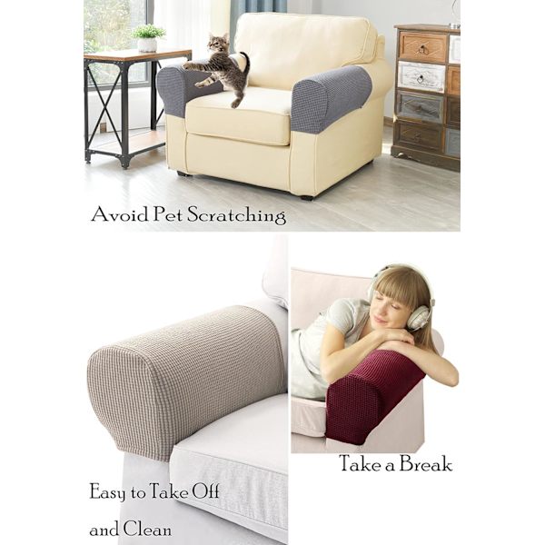 (Vinröd) Armstödsöverdrag, Set om 4 Stretch Armchair Couch