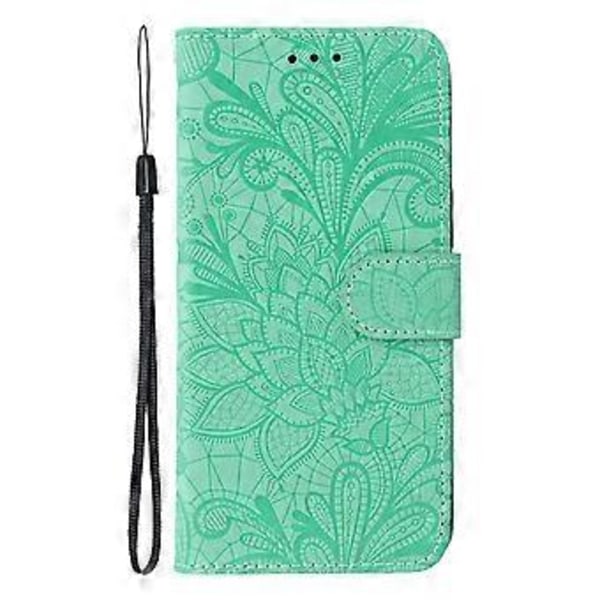 För Motorola Edge 50 Ultra 5G Fodral Spetsblommor PU Läder Flip Plånbok Telefonskal Green