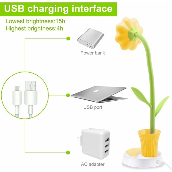 Børns skrivebordslampe, USB genopladelig bordlampe sengebordslampe -