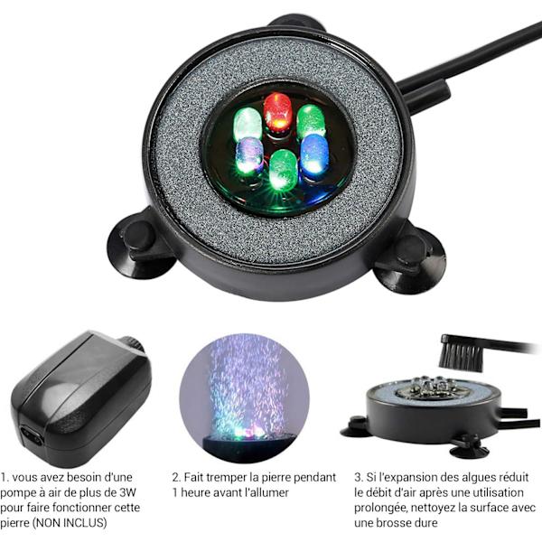 Neddykkelig akvarium boblelampe, automatisk farveskiftende luftboble