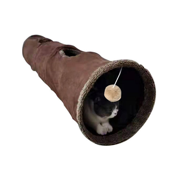 12 x 51 tum, hopfällbar PET katt-lek-tunnel, dold med boll, inomhus