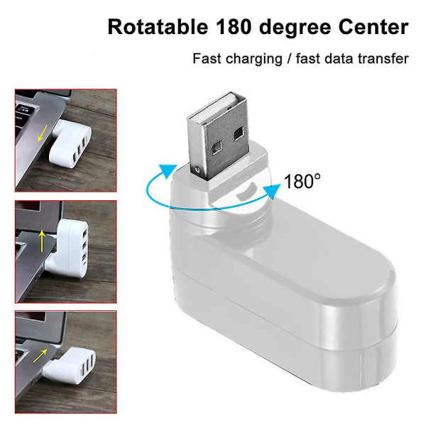 3-ports ABS Mini USB 3.0 Hub Rotera 90/180 USB Hub Kreativ Hub