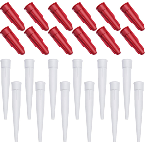 12 set caulking munstycken, tätningsmunstycken, återförslutningsbara silikonapplikatorspetsar, vit+röd