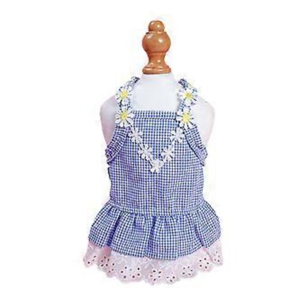 Flickhund Kläder Kostym Kläder Blommig Klänning Spets Prinsessklänning Vår Sommar för Valphundar och Katter Blå XS Blue XL