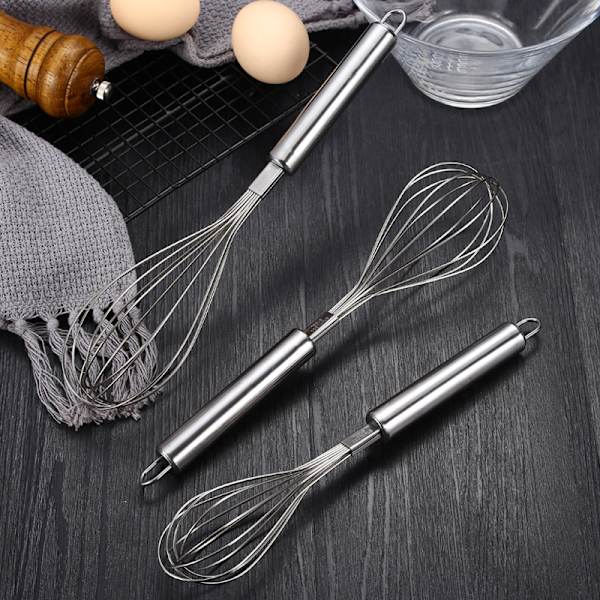 Vispset 3-pack, vispar i rostfritt stål för matlagning 8\",10\",12