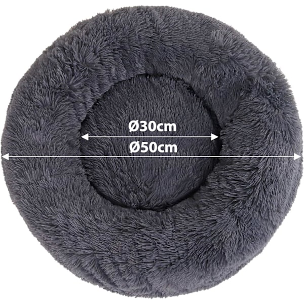 Pyöreä koiranpeti kissan tyyny donitsipeti ? 50 cm (M) Tummanharmaa