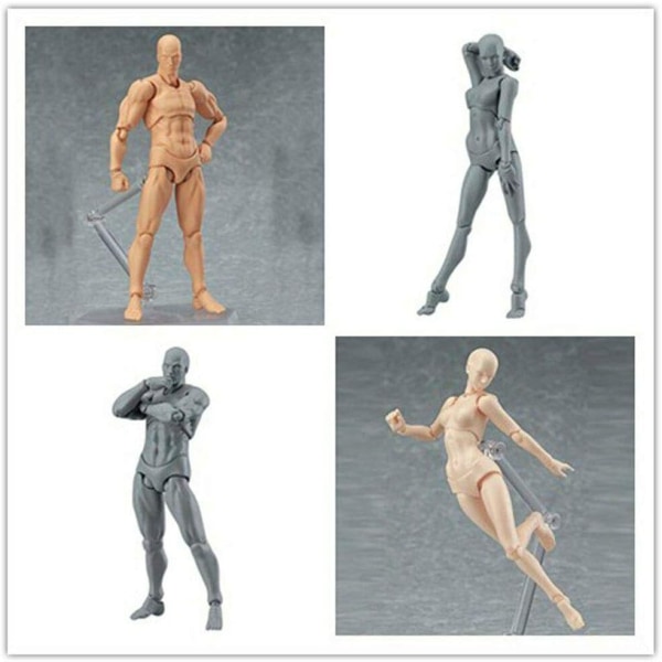 Ritningsfigurer för konstnärer Mänsklig skyltdocka Modellsats Man/Kvinna