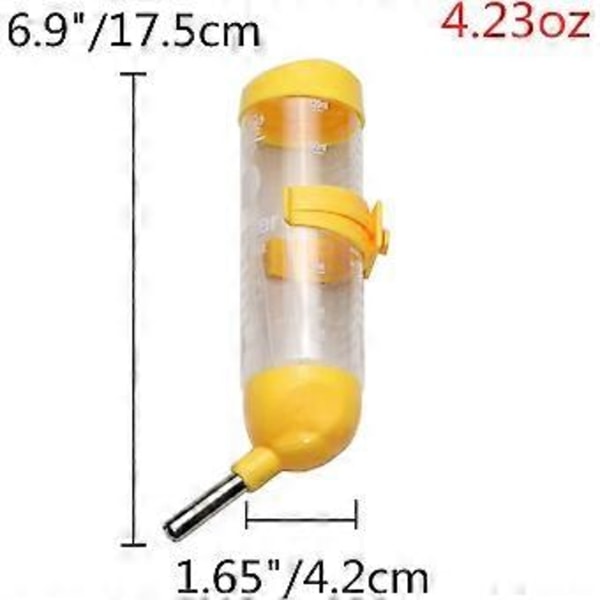 3 i 1 Hengende Vannflaske til Hamster Automatisk Drikkedispenser med Base for Dverg Hamster Mus Rotte Piggsvin (125ML Gul)