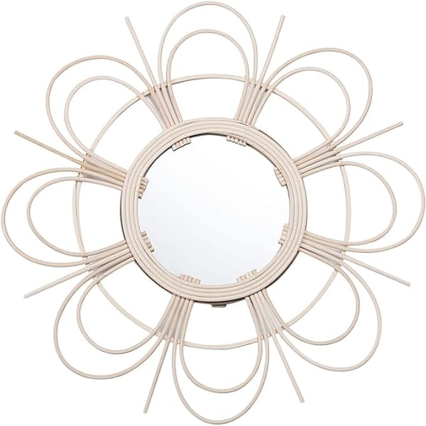 Vevd Rattan Makeup Speil Vegghengende Dekorativ for leilighet