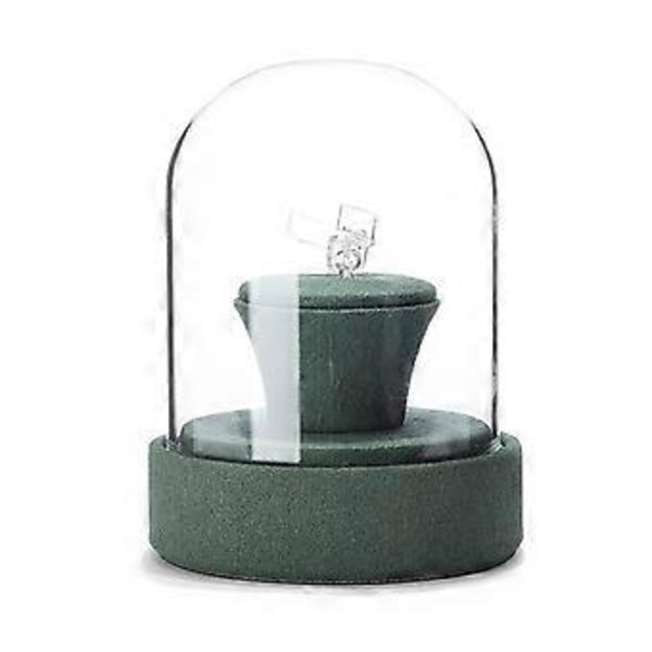 Multifunktionel smykkevitrine med klart glaslåg, stilfulde ringe/halskæder/armbånd/øreringe display rekvisitter Grøn Green A