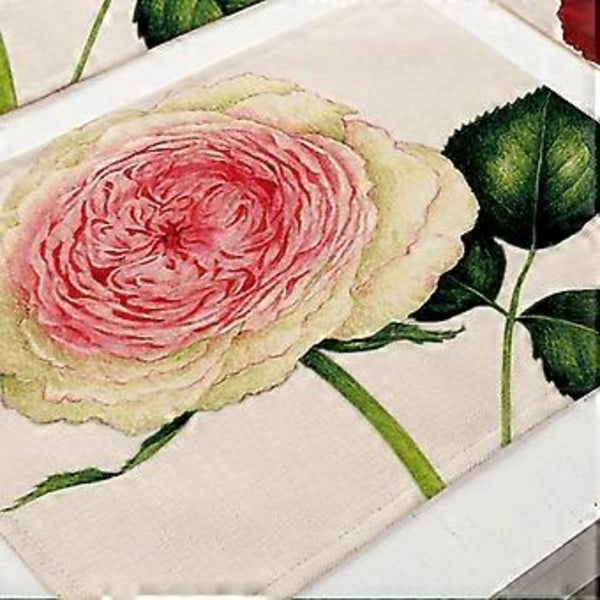 Rose Blomsterprint Vaskbar Husholdningsservice Dækkeserviet Varmeisolering Spisemåtte (#3)