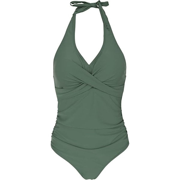 Naisten vartalonmyötäinen uimapuku, kesän selästä avoin ja vatsaa muotoileva uimapuku, seksikäs ristiin sidottava uimapuku, vihreä, 2XL Green 2XL