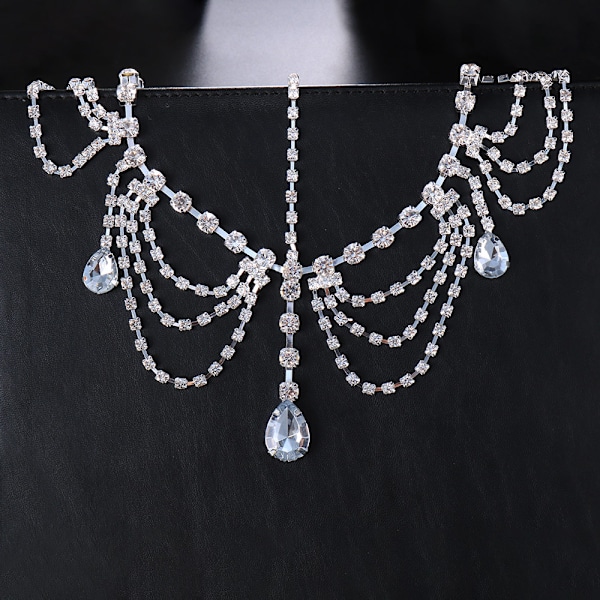 Bohe Hovedkæde Sølv Lagdelt Krystal Hovedbeklædning Rhinestone Vanddråbe