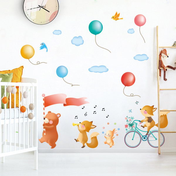 1 kpl Animal Balloons -seinätarrat lastenhuoneen baby