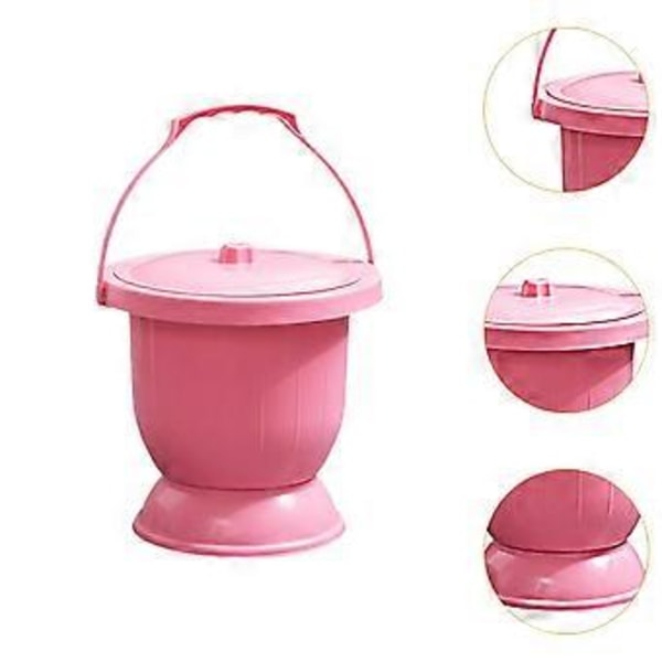 Pottskål Spottkopp med Lock Förtjockad Urinflaska Nattpotta Bärbar Spottkopp Pottsskål för Camping Barn Vuxna (Rosa L) Pink L