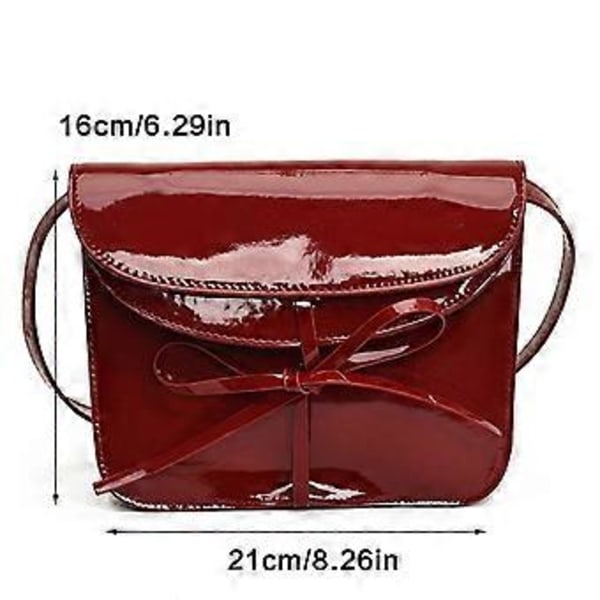 Axelväskor i PU-läder för dam, Hobo-handväskor med justerbara remmar, liten Crossbody-väska, Hobo-väskor med rosett, röd Red