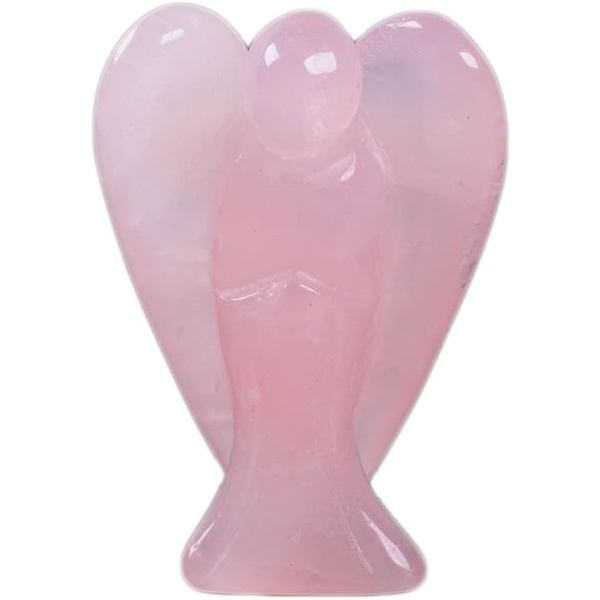 Kaiverrettu Rose Quartz Obsidian -kivi enkelin taskuun, 1,5 tuumaa