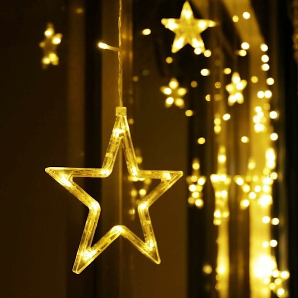 12 stjärnformade LED-ljusslingor, ljusslinga julstjärnor