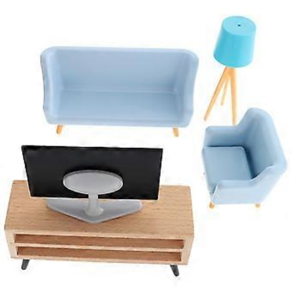 1 Setti Nukkekodin Huonekalumalli Mini TV-kaappi Ja TV Lelu Nukkekodin Olohuoneen Koristelu
