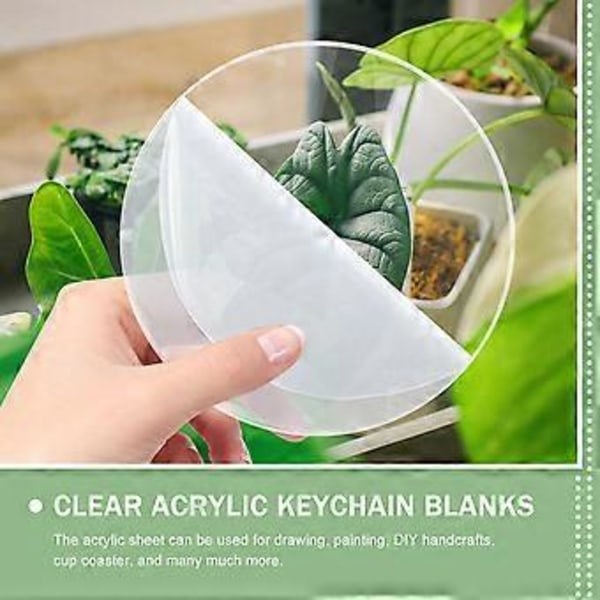 20 stk. Rund Akrylplate Klar Transparent Platepanel DIY Kunsthåndverkprosjekter