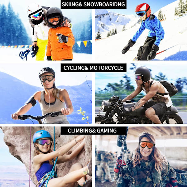 2-pack Skidglasögon, Motorcykelglasögon - Flerfärgad/Grå, Snowboard