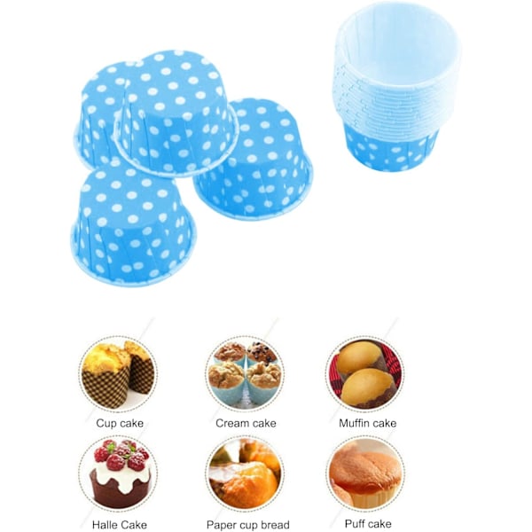 100 x 7 Farver (Blå) 39mm Høj, 50mm Bred Muffin Cupcake Papirform