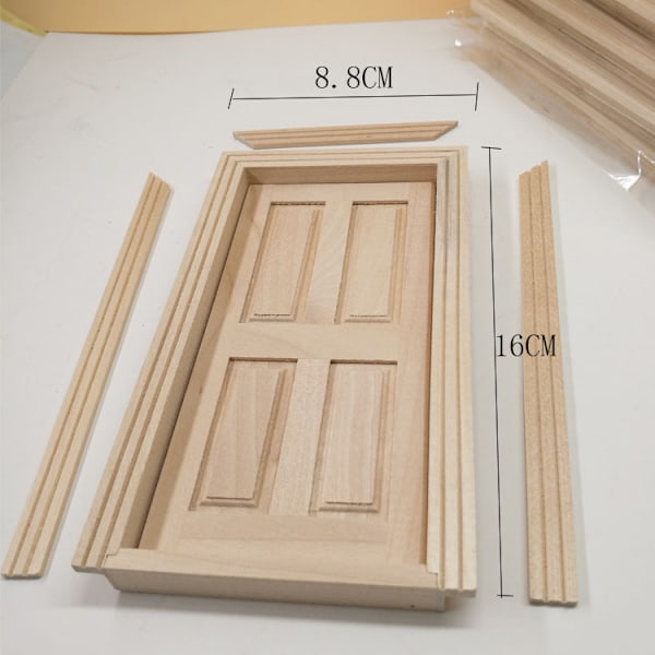 1:12 Trä Miniatyr Dörr Simulering Dockhus DIY Dockor Möbler Tillbehör