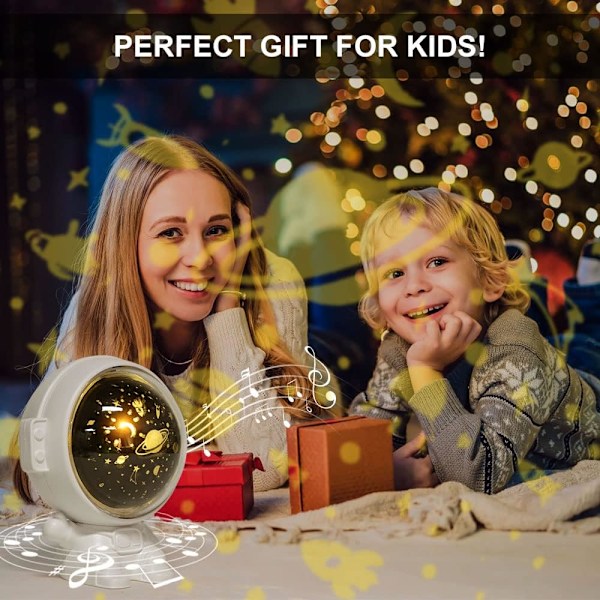 110x93x121mm Astronaut Star Sky Projector (Vit), 360° Rotation A