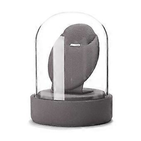 Multifunktionel smykkevitrine med klart glaslåg, stilfulde ringe/halskæder/armbånd/øreringe display rekvisitter Grå Gray B
