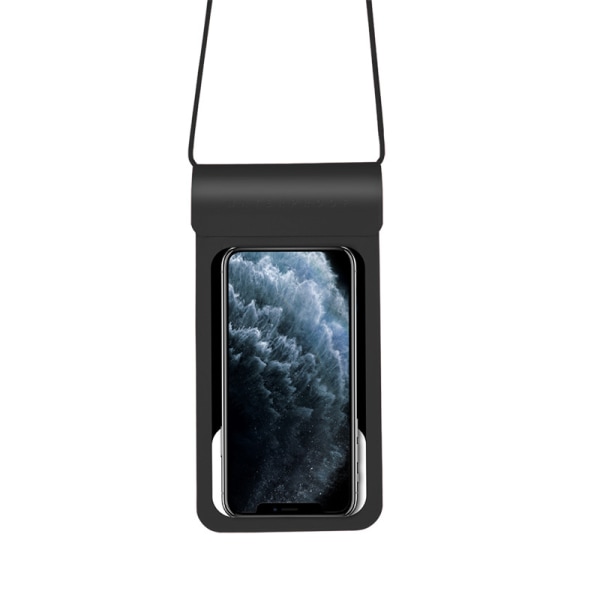 Stor 11,3 × 22 cm svart, sommer vanntett mobiltelefonveske, sjø