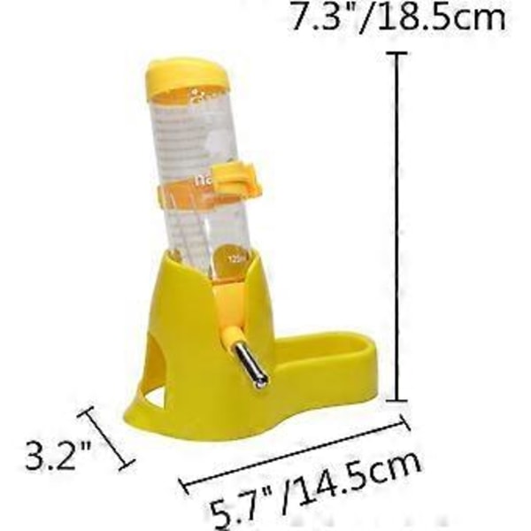 3 i 1 Hamster Hængende Vandflaske Kæledyr Auto Dispenser med Base til Dværg Hamster Mus Rotte Pindsvin (125ML Gul)